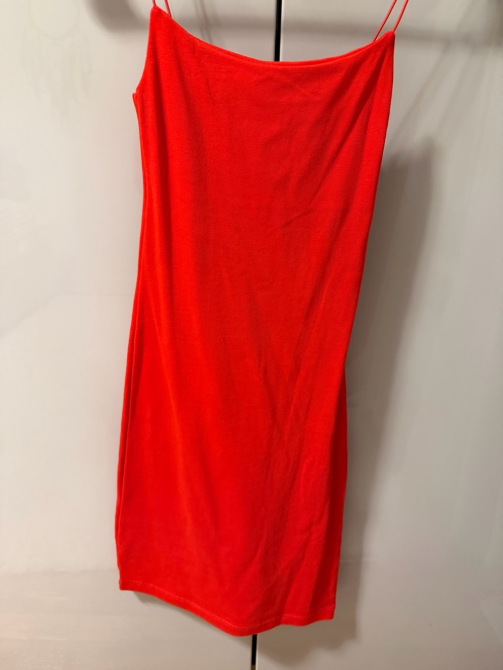 Zara Bright Red Satin Slip Dress with Spaghetti Straps